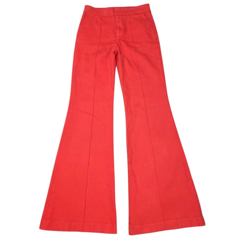 Alice + Olivia Red High-Waist Flare Jeans - Picture 3 of 15